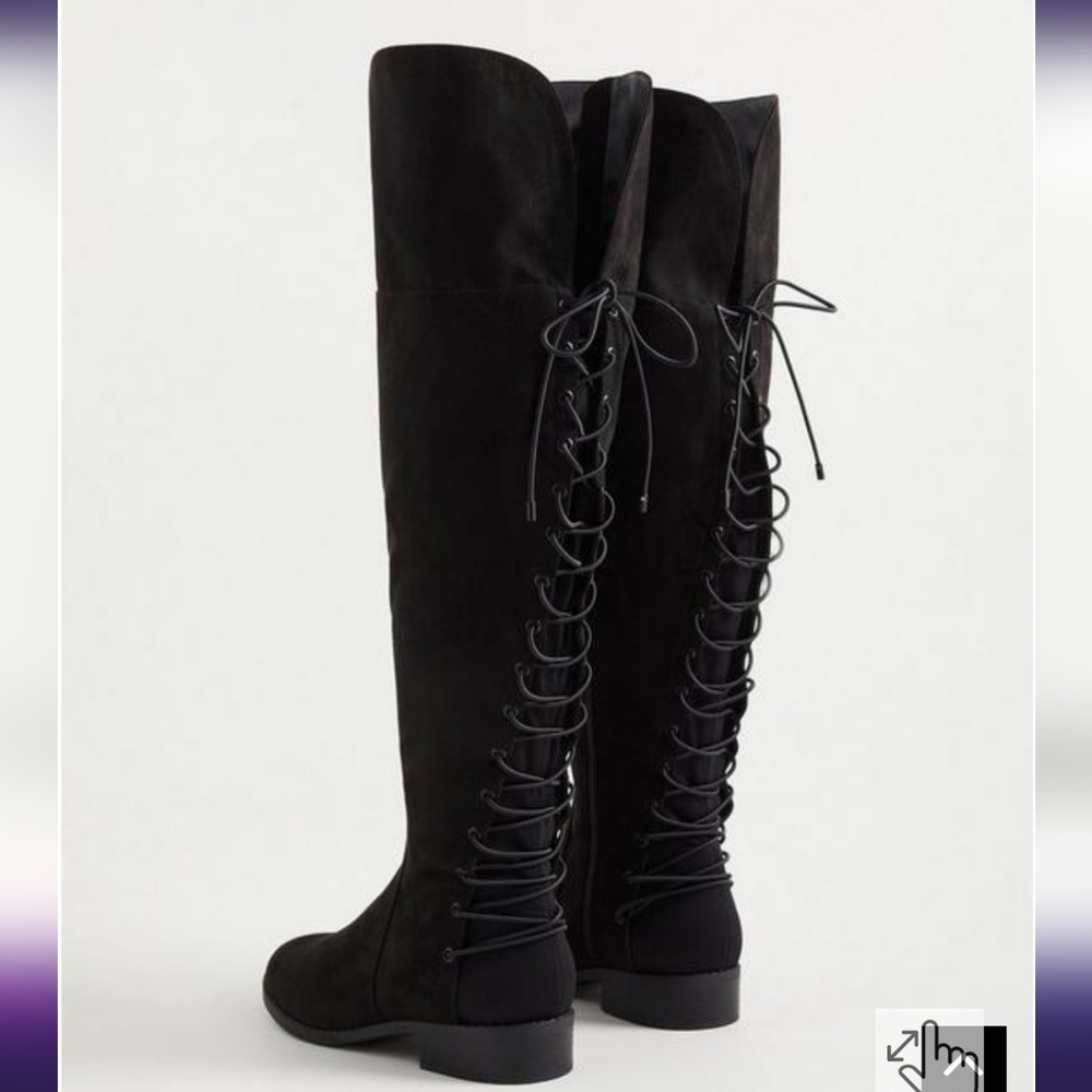 Torrid Black Lace-up Over The Knee Boots